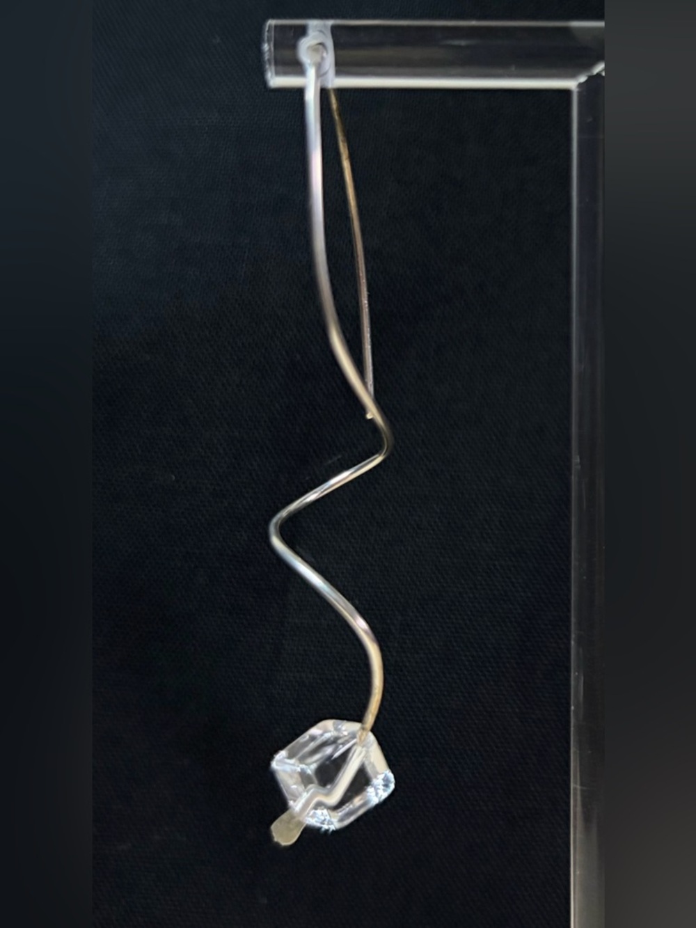 Sterling Silver Clear Crystal Double Twist Artisan Hand Crafted Wire Earrings - Picture 3 of 6